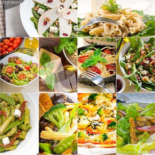 Image of healthy and tasty Italian food collage