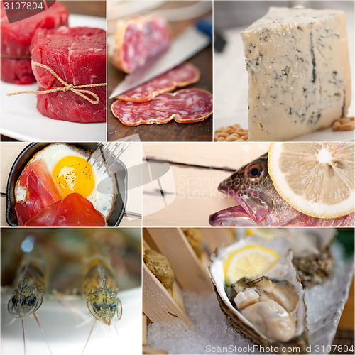 Image of high protein food collection collage