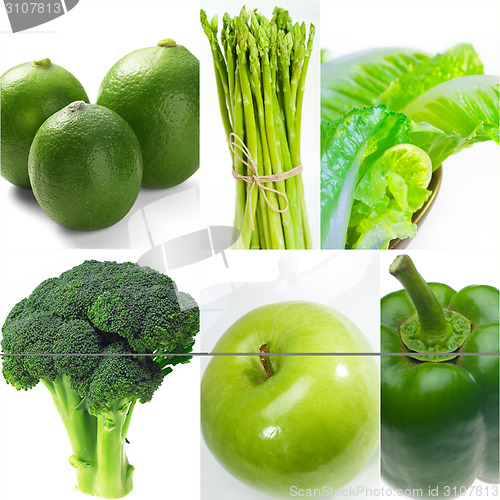 Image of green healthy food collage collection