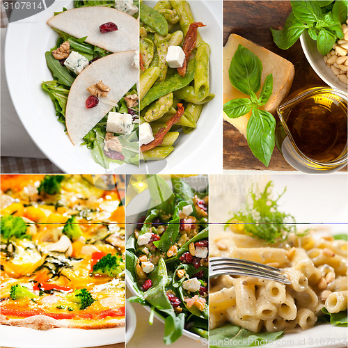Image of healthy and tasty Italian food collage