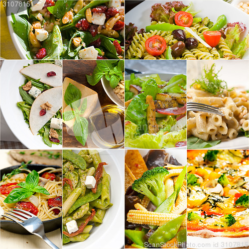 Image of healthy and tasty Italian food collage