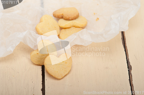 Image of heart shaped shortbread valentine cookies