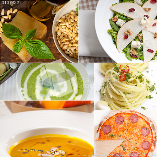 Image of healthy and tasty Italian food collage