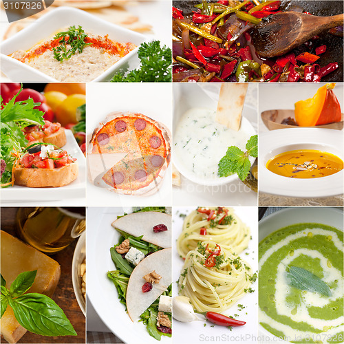 Image of healthy and tasty Italian food collage