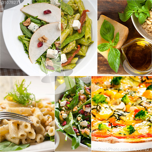 Image of healthy and tasty Italian food collage