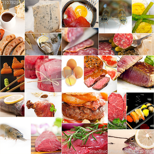 Image of high protein food collection collage