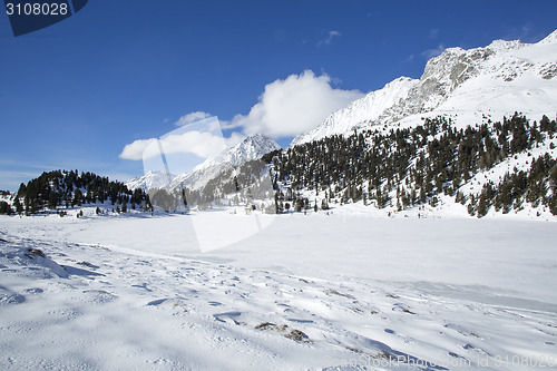 Image of Frozen lake Obersee in the Austrian Alps