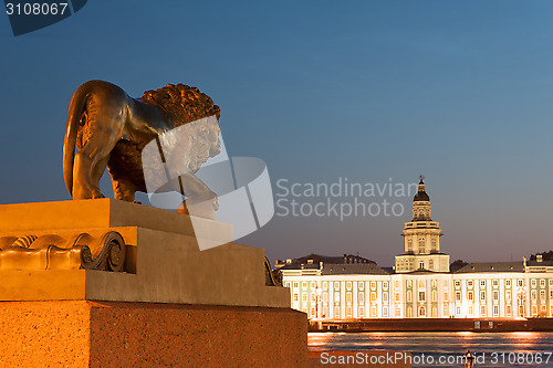 Image of Kunstkamera and lion statue