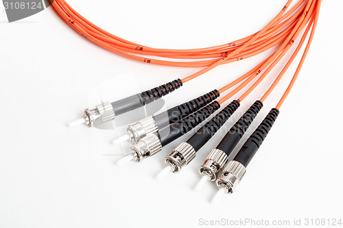 Image of orange fiber optic ST connector patchcord