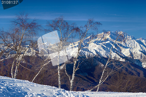 Image of monte rosa glacier from mottarone bright sunny day