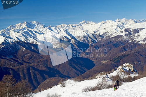 Image of monte rosa glacier from mottarone bright sunny day