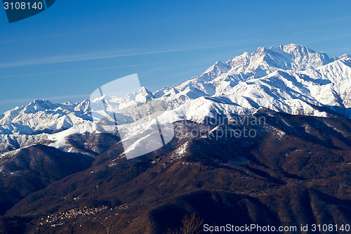 Image of monte rosa glacier from mottarone bright sunny day