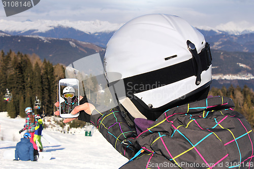 Image of Selfie on skiing