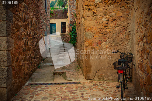 Image of Tossa de Mar, Catalonia, Spain, 06.17.2013, antique street of th