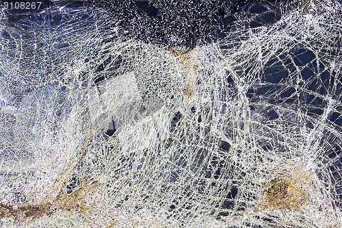 Image of Broken glass windshield