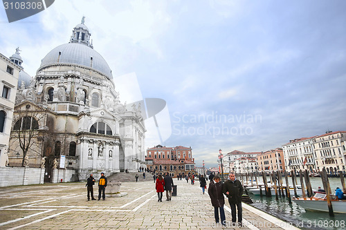 Image of People sightseeing Santa Maria della Salute in Venice