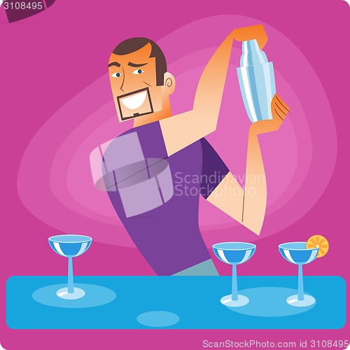 Image of Stylish bartender prepares a cocktail