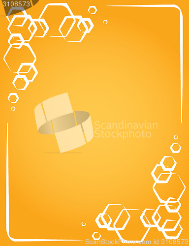 Image of vector frame on yellow background. honeycomb