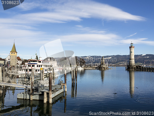 Image of Lindau harbor with buildings