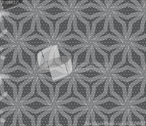 Image of Repeating ornament stars with lines on gray textured with dots