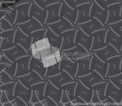 Image of Repeating ornament gray and red lines forming hexagons