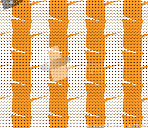 Image of Textured ornament with orange and white vertical stripes