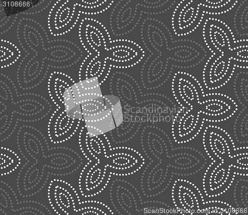 Image of Repeating ornament dotted gray and black flowers