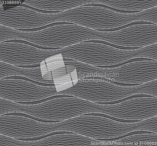 Image of Repeating ornament of many gray horizontal lines forming ripples