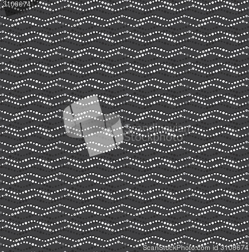 Image of Repeating ornament dotted wavy lines horizontal on gray
