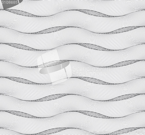 Image of Repeating ornament of many gray horizontal wavy lines