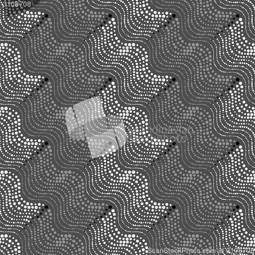 Image of Repeating ornament of dotted  light and dark gray wavy texture