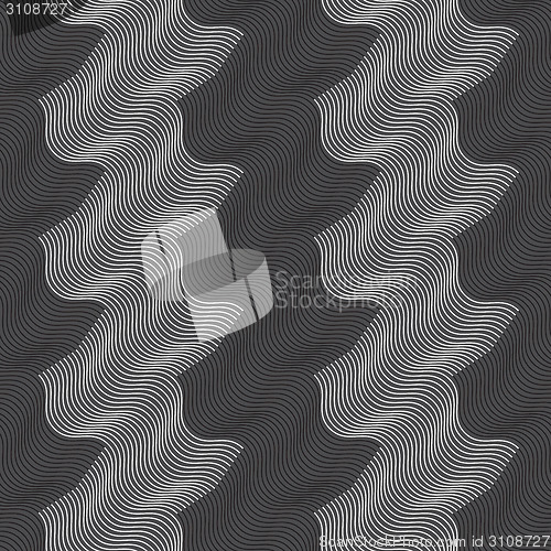 Image of Repeating ornament vertical white and black waves