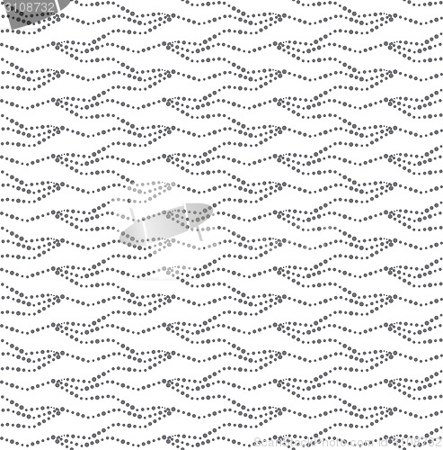 Image of Repeating ornament gray dotted wavy lines horizontal on white