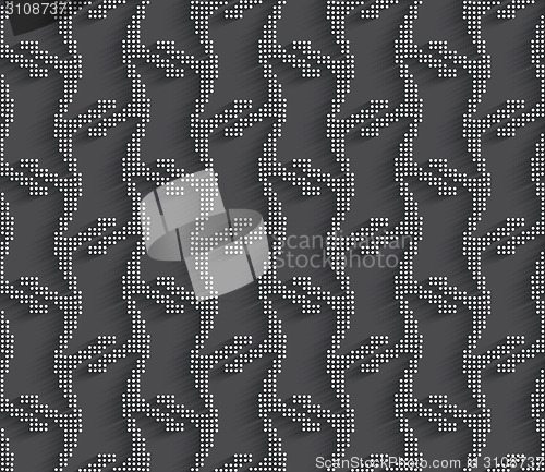 Image of Geometrical ornament dots 3d texture on dark gray background