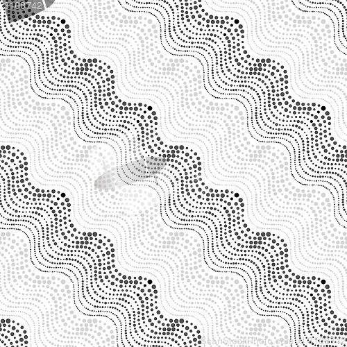Image of Repeating ornament of dotted wavy texture with dark to light tra