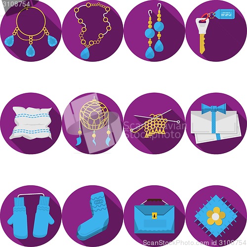 Image of Flat purple vector icons for handmade gifts