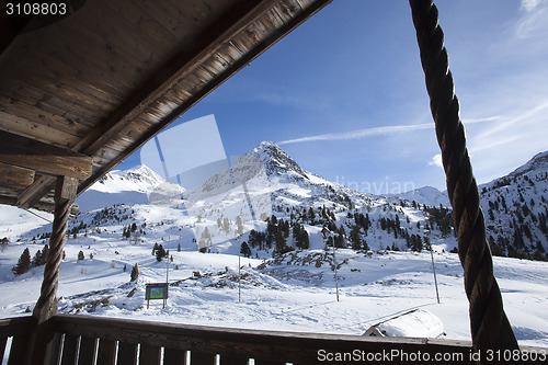 Image of Beautiful view from a ski hut at the border crossing in Austria