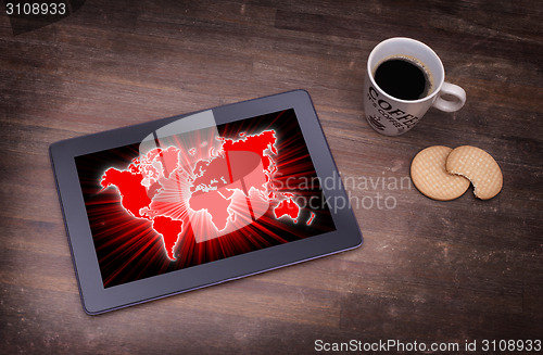 Image of World map on a tablet