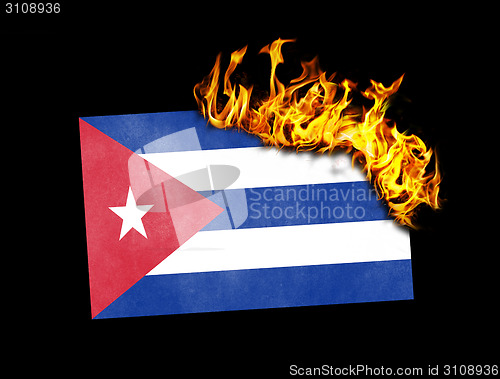 Image of Flag burning - Cuba