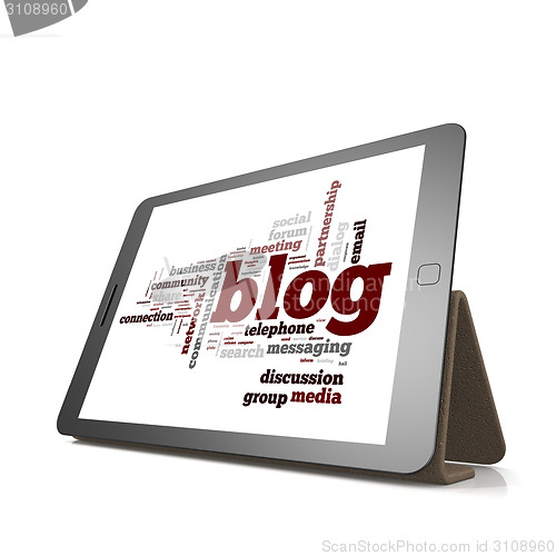 Image of Blog word cloud cloud on tablet