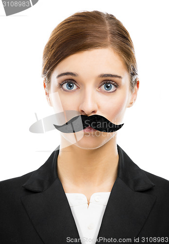 Image of Beautiful woman with a moustache