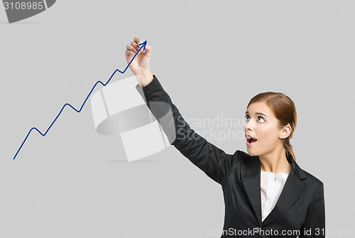 Image of Businesswoman drawing a chart