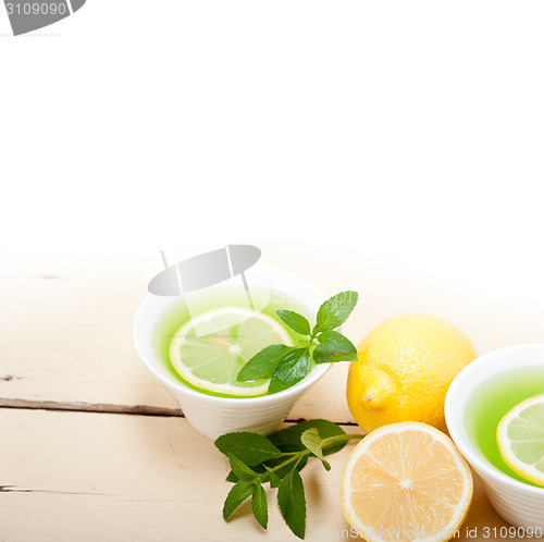 Image of mint infusion tea tisane with lemon