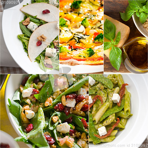 Image of healthy and tasty Italian food collage