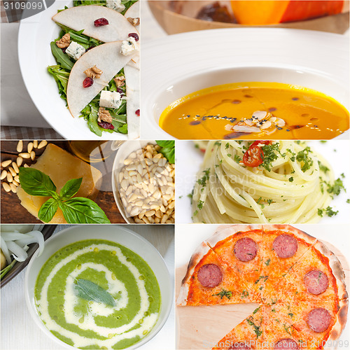 Image of healthy and tasty Italian food collage