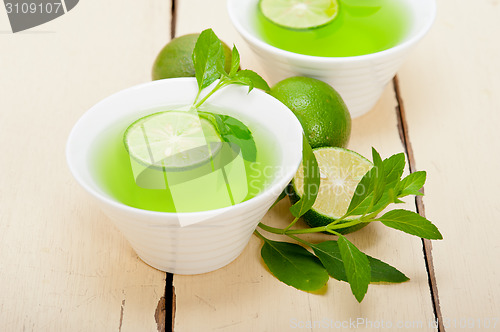 Image of mint infusion tea tisane with lime