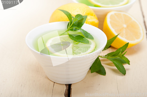 Image of mint infusion tea tisane with lemon