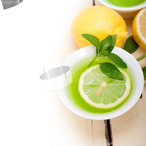 Image of mint infusion tea tisane with lemon