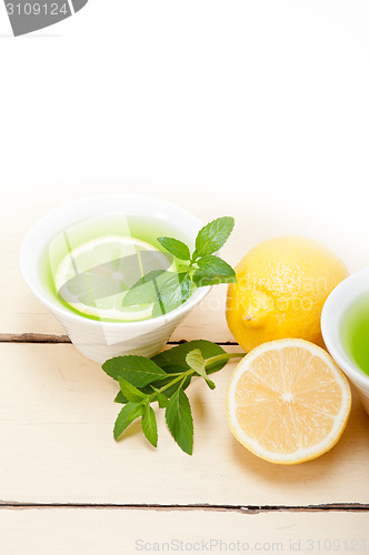 Image of mint infusion tea tisane with lemon