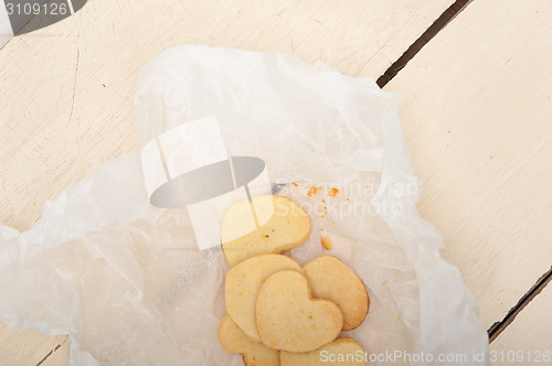 Image of heart shaped shortbread valentine cookies